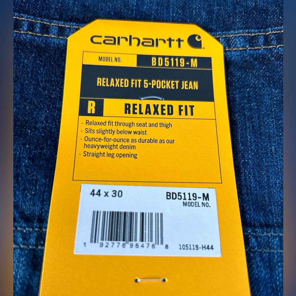 Carhartt NWT Men’s Relaxed Fit Jean - Picture 2 of 4